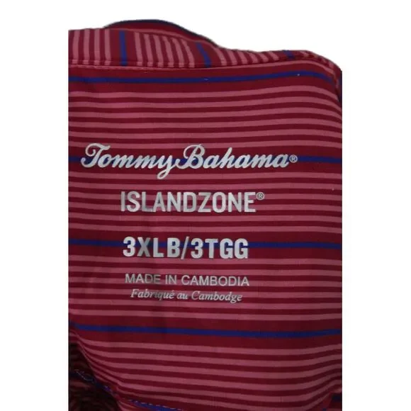Tommy Bahama Mens Striped Polo Shirt Pink Blue Size Extra Extra Extra Large Big - Picture 7 of 7